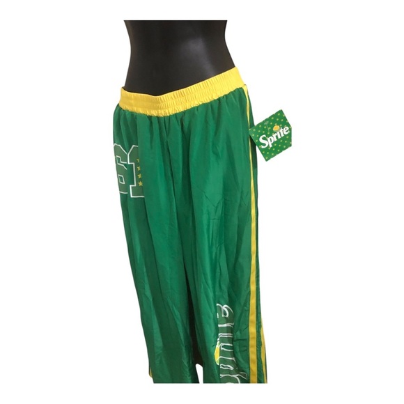 Sprite green yellow stripe athletic style track pants size‎ medium new - Picture 1 of 17